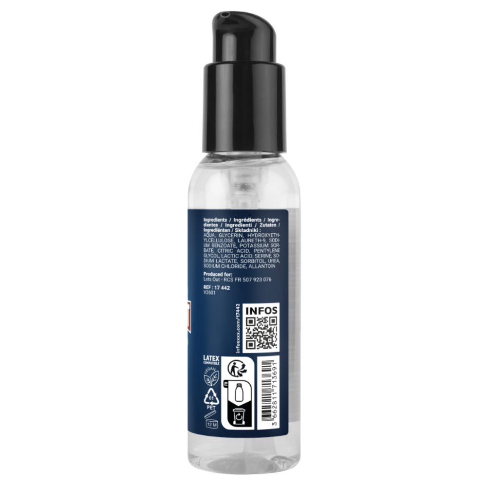 Luvland Fuck & Fist Waterbased Relax lubricant bottle with clear label, designed for intimate use and comfort.