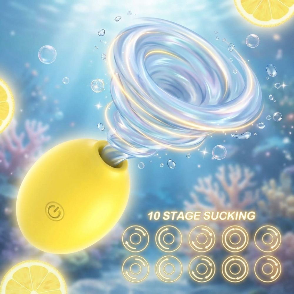 Luvland Lemon 10-function rechargeable yellow kitchen gadget with multiple features, shown in a close-up image.
