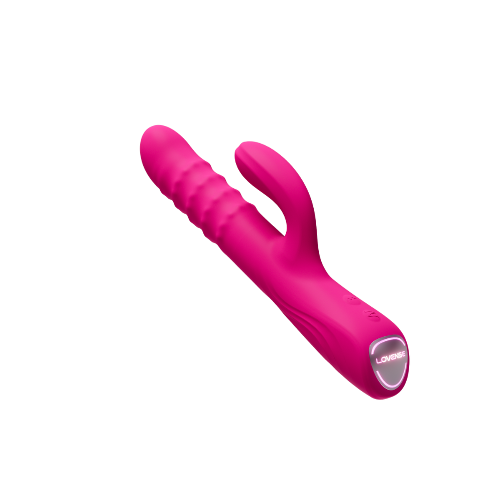 Lovense Velvo rotating beaded G-spot and clit rabbit vibrator with dual motors and flexible design for enhanced pleasure.