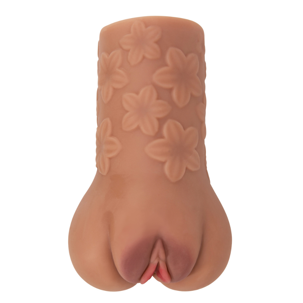 Pretty Love Crazy Bull Scarlet Tan vibrator with textured design, shown in a close-up image highlighting its vibrant red color and detailed surface.