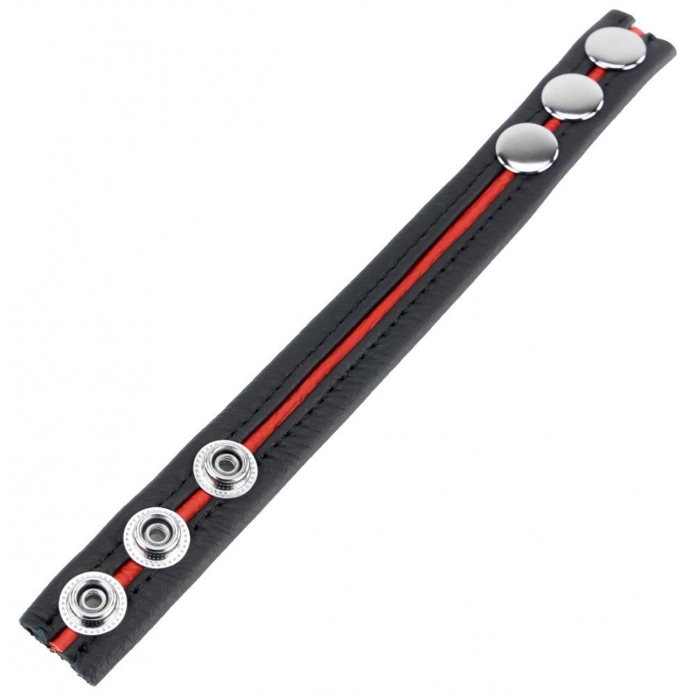 Luvland Fuck & Fist 3 Snap Cockring, black silicone sex toy with adjustable snap closures for enhanced intimacy and restraint.