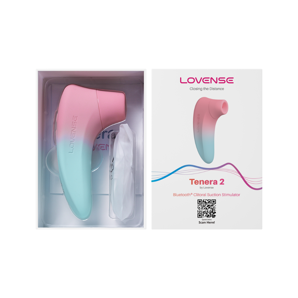 Lovense Tenera 2 Bluetooth Clitoral Suction Stimulator shown with sleek design and control buttons on the body.
