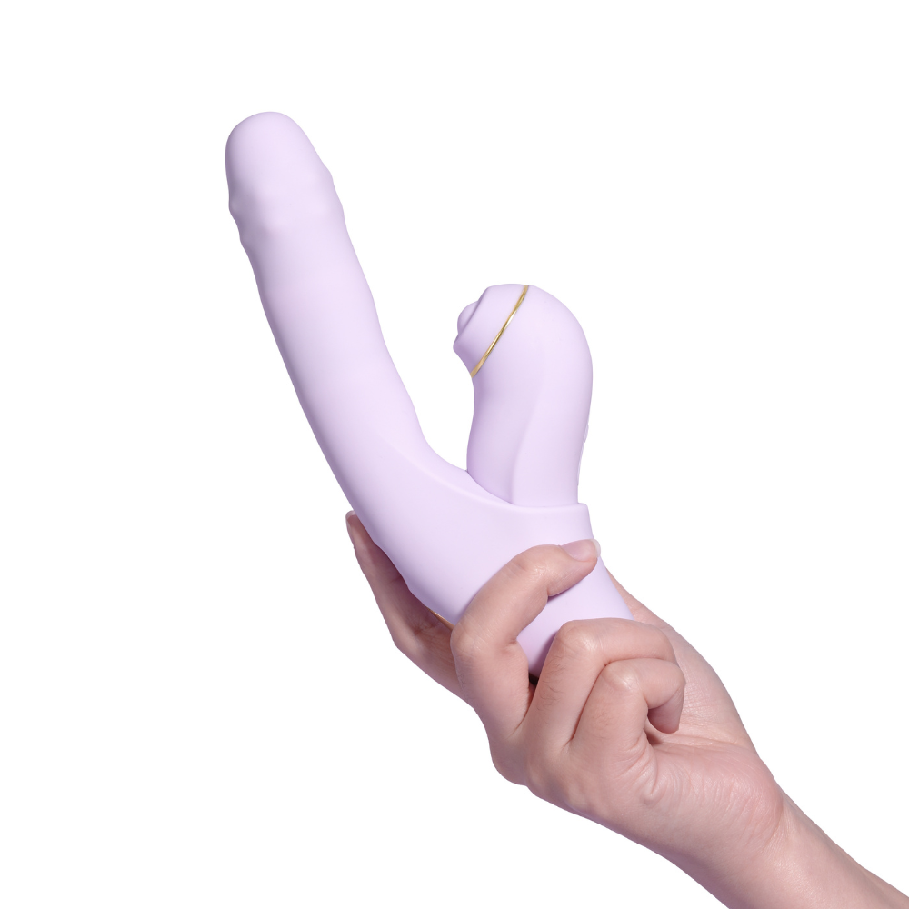 Svakom Duoglow Pastel Lilac dual-stimulation personal massager with sleek pastel purple design and smooth silicone surface.