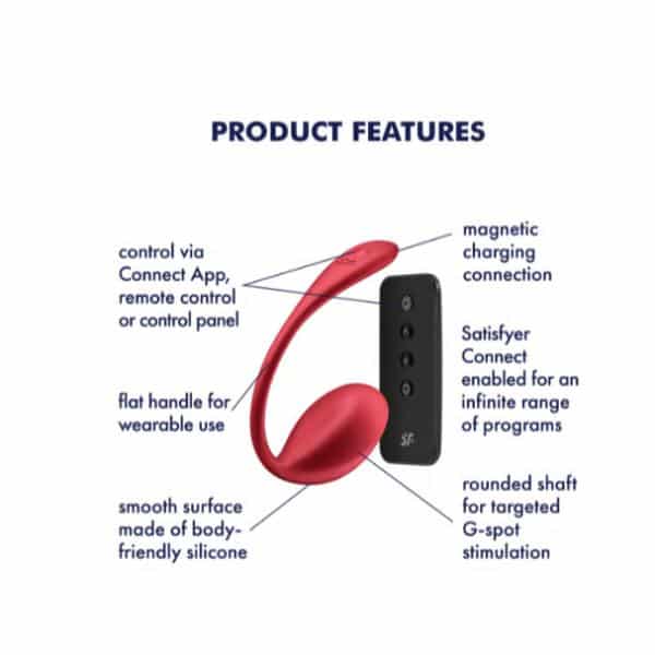 Red Satisfyer Shiny Petal sex toy with a glossy finish and petal design, designed for intimate pleasure.