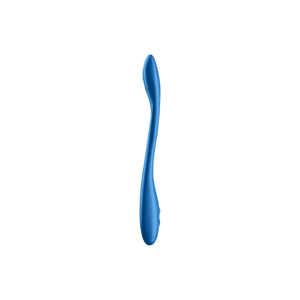 Dark blue Satisfyer Elastic Game pleasure device with textured surface, designed for intimate stimulation.