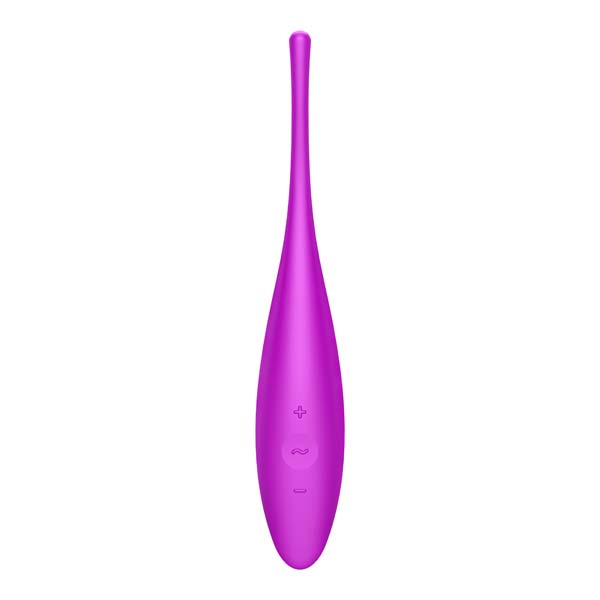 Satisfyer Twirling Joy personal massager with colorful twisting design, handheld device with smooth curves and textured surface.