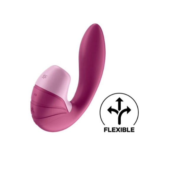 Close-up of the Satisfyer Supernova personal massager with sleek design and smooth silicone surface, showcasing its modern shape.