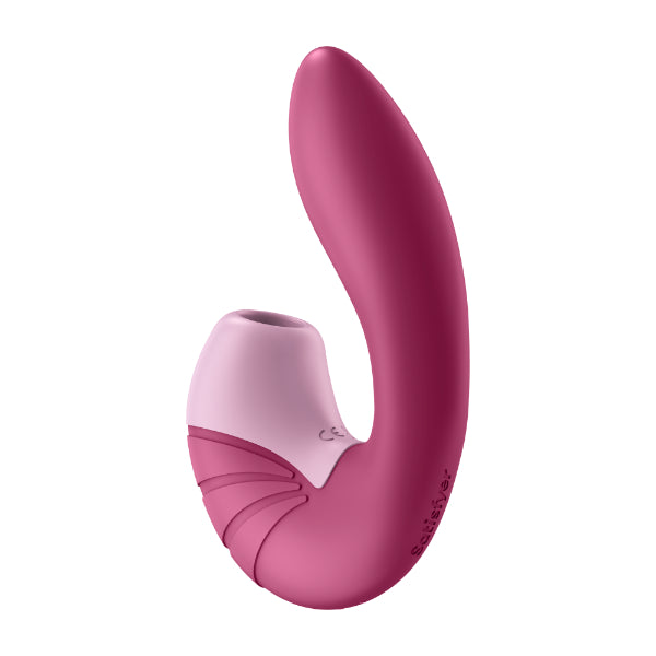 Satisfyer Supernova sexual wellness device with sleek design and multiple stimulation modes, shown in white and pink colors.
