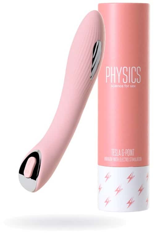 Pink Physics Tesla G-Point vibrator by Luvland, showcasing its smooth, ergonomic design and vibrant pink color.