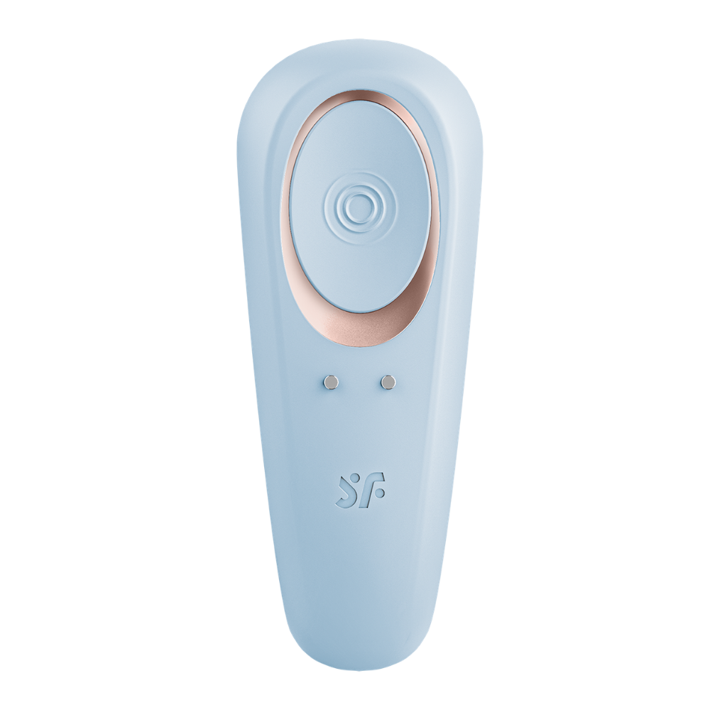 Satisfyer Double Classic sexual wellness device with dual vibrating tips for couples, shown in close-up view of the product.