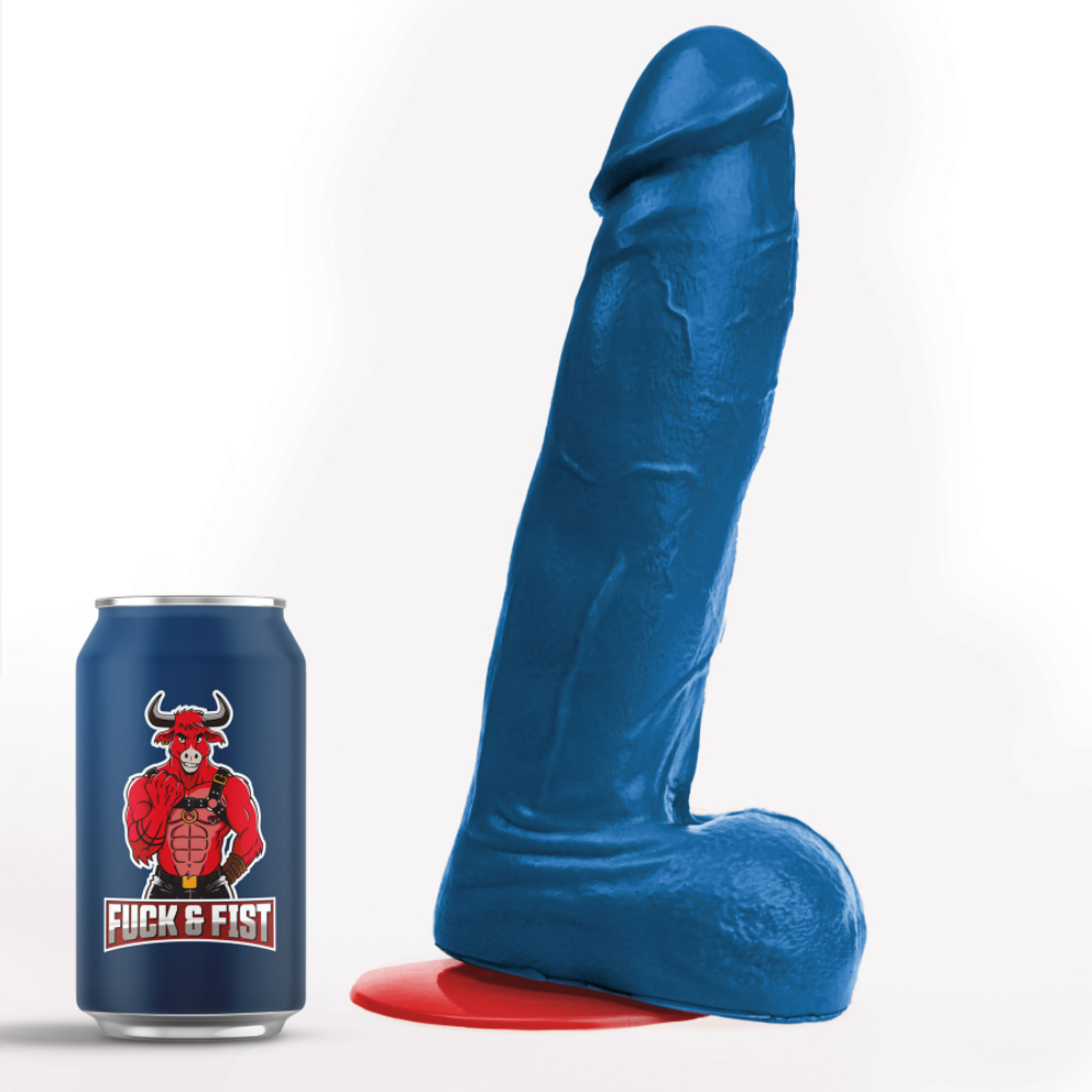 Blue Hoenir dildo with balls from Luvland, featuring realistic texture and detailed design for adult pleasure.