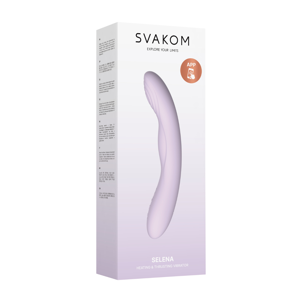 Svakom Selena Pastel Lilac personal massager with smooth, curved design and pastel purple color, displayed on a white background.