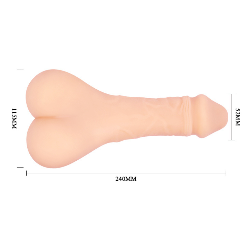 Luvland Bigger Man Plus Share male sex toy, 9.5-inch flesh-colored realistic dildo with textured details for couples use