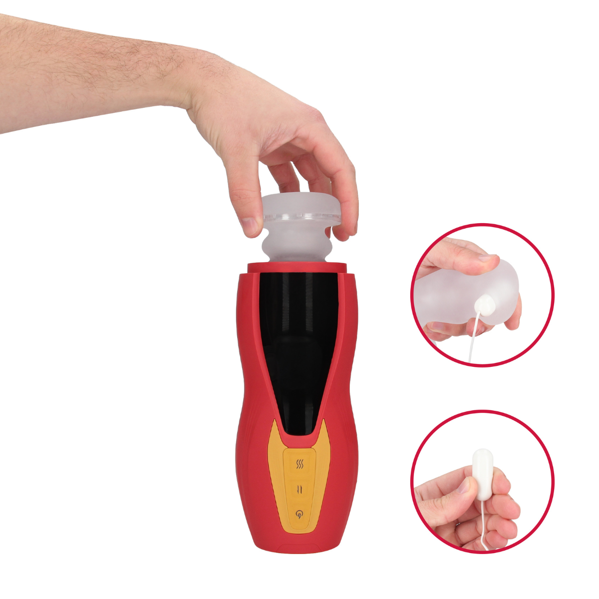 Shots Masturs Solara Fire Sorceress Rechargeable vibrator with sleek design and textured surface for enhanced pleasure.