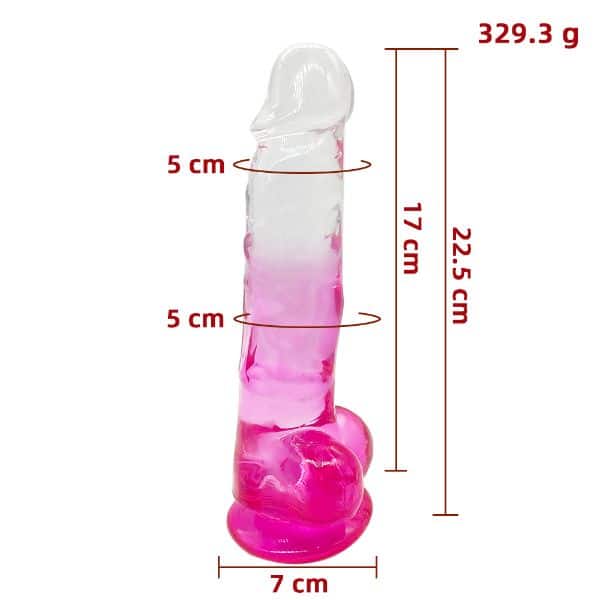 Pink and clear Luvland dildo with realistic design and smooth texture, suitable for intimate pleasure and personal use.
