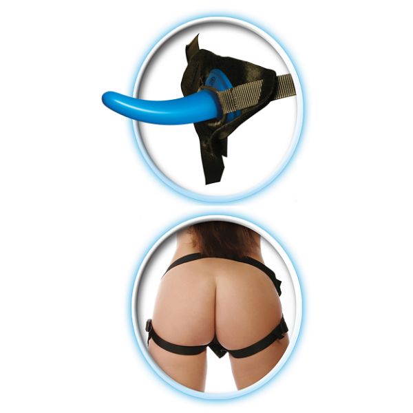 Blue and black beginner's strap-on from Pipedream's Fetish Fantasy Series, designed for comfortable wear and easy use.