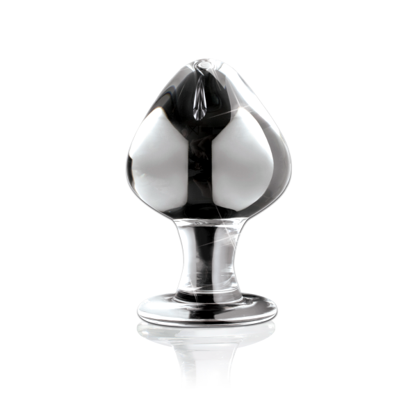 Clear Icicles No. 25 glass butt plug by Luvland, showcasing smooth, transparent glass with a tapered shape for comfortable insertion.