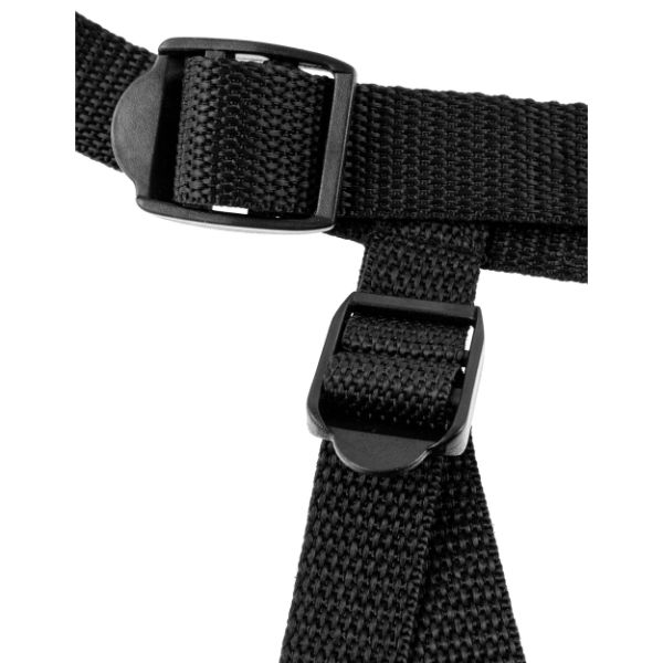 Pipedream Fetish Fantasy Series beginner harness with three O-rings, black adjustable bondage strap for sensual play.