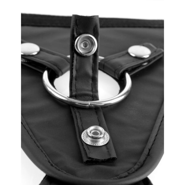 Black Fetish Fantasy Series PerfectFit harness by Pipedream, featuring adjustable straps and a sleek design for adult role-play.