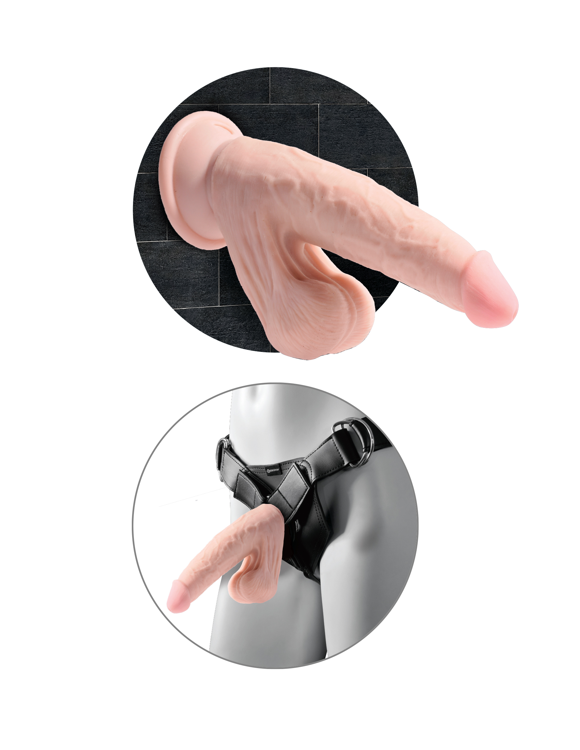 Pipedream King Cock Plus 6-inch triple density dildo with swinging balls, realistic texture, and detailed design.