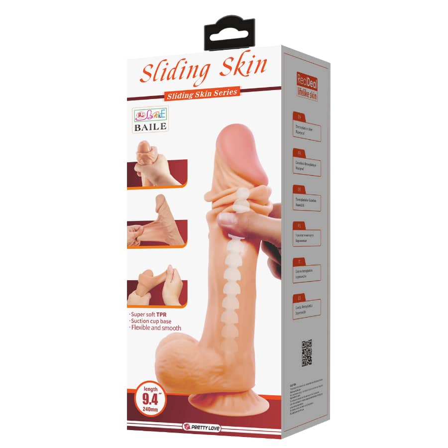 Luvland Pretty Love Orton Sliding Skin Series 9.4-inch flesh-colored sex toy with realistic design and textured surface.