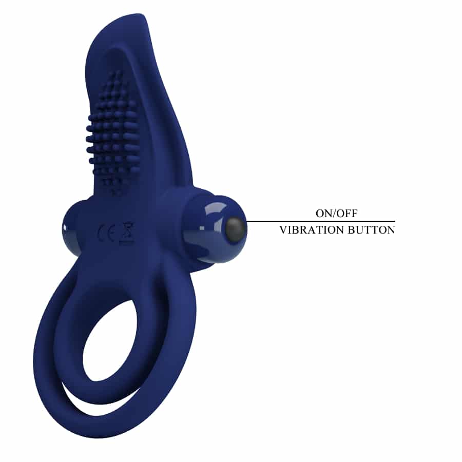 Pretty Love Bronson powerful blue ring with sleek design, shiny finish, and adjustable band, ideal for intimate pleasure.