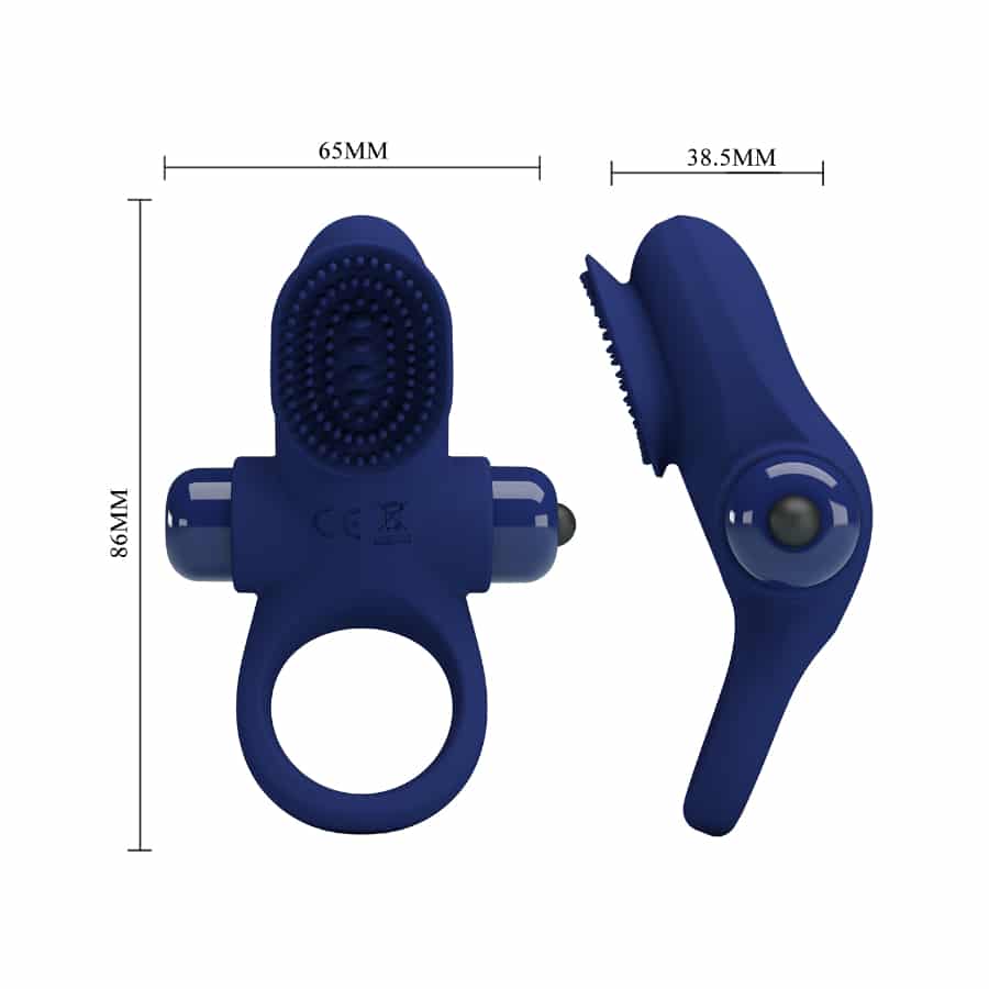 Pretty Love Palle Powerful Ring in blue, a stylish sex toy with a sleek design and textured surface for enhanced pleasure.