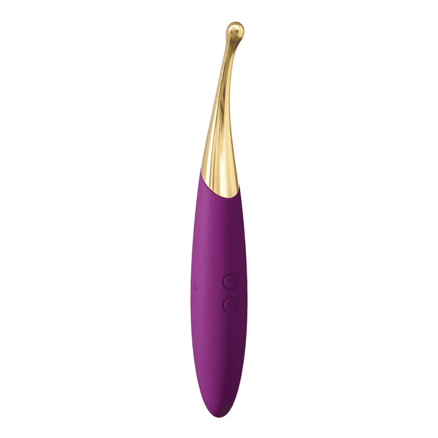 Violet-colored Svakom Beatrice vibrator with sleek design and textured surface, shown against a neutral background.