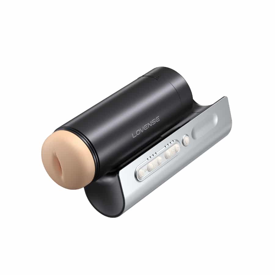 Lovense Solace Pro app-controlled male masturbator with realistic design and textured interior for enhanced pleasure.