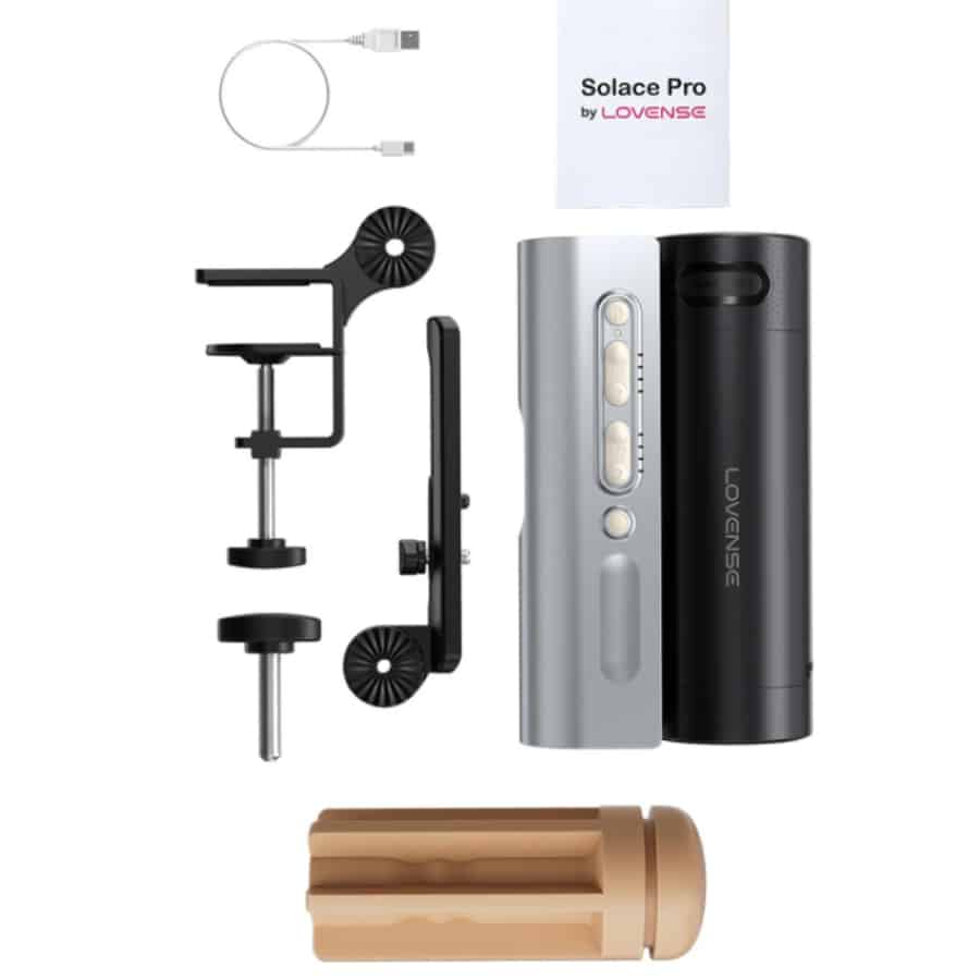 Lovense Solace Pro app-controlled automatic male masturbator with realistic design and sleek black finish.