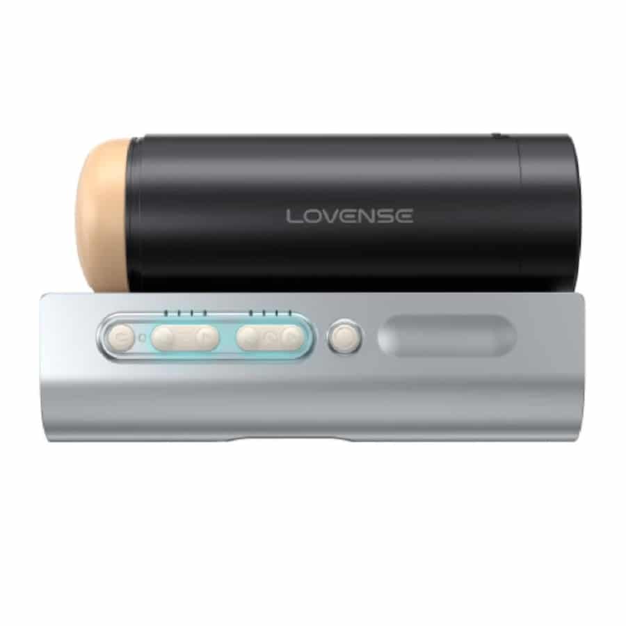 Lovense Solace Pro app-controlled male masturbator showing sleek design and textured interior for enhanced pleasure.
