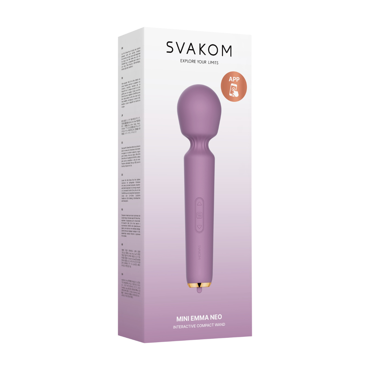 Svakom Mini Emma Neo Romantic Rose vibrator with compact design, featuring a soft rose-colored silicone surface and sleek shape.