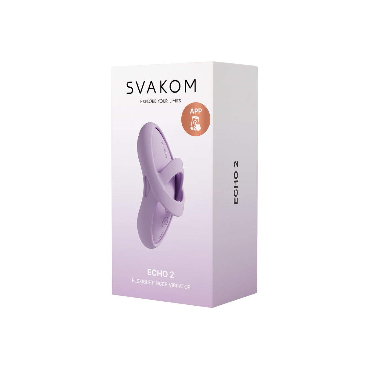 Svakom Echo 2 Pink Lilac adult pleasure device with smooth curved design and soft pink and lilac color, used for intimate stimulation.