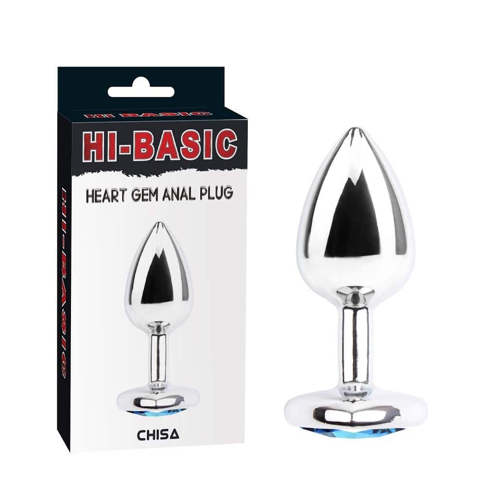 Luvland Hi-Basic Heart Gem Anal Plug featuring a smooth silicone body and a decorative heart-shaped gem at the base.