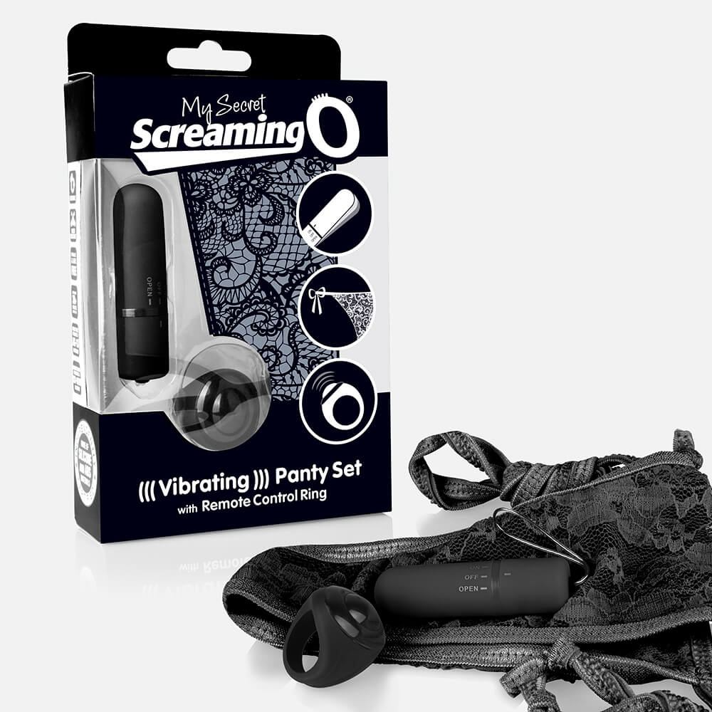 Black Screaming O Panty Vibe from My Secret Screaming O with a discreet, compact design for intimate pleasure.