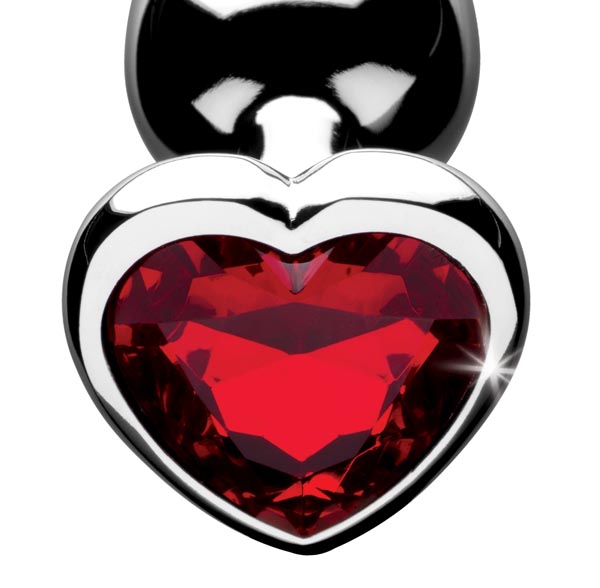 Luvland Booty Sparks Red Heart Gem small anal plug with 1-inch diameter, featuring a red heart gem decorative detail.