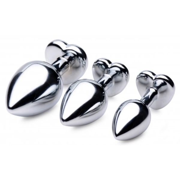 Luvland Booty Sparks Red Heart Gem Anal Plug Set featuring two heart-shaped gem anal toys on a white background.