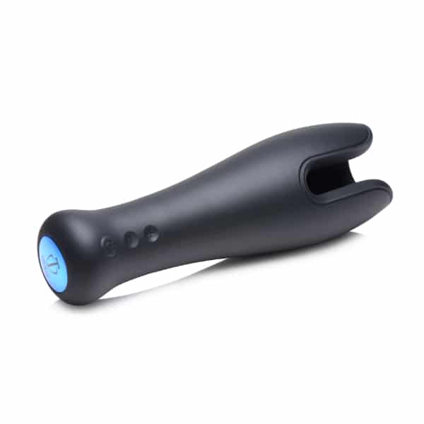 XR Trinity Vibes 10x vibrating silicone stroker with textured exterior and ergonomic design for enhanced pleasure, shown in image.