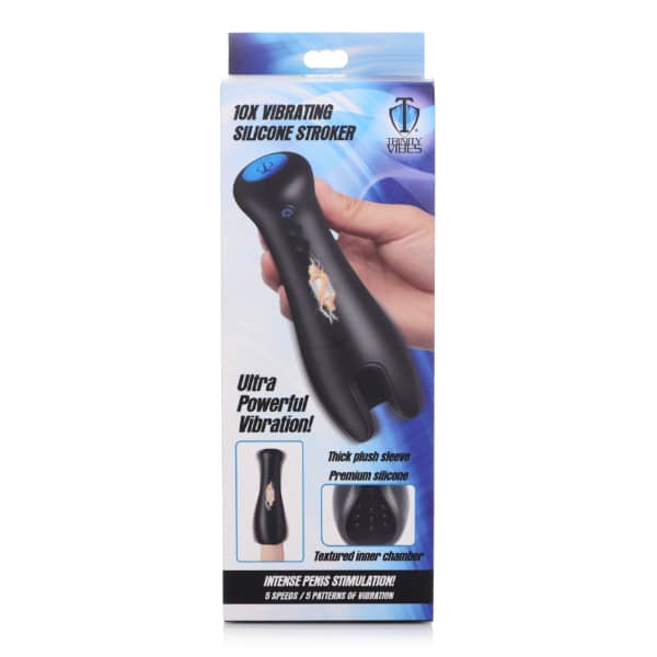 XR Trinity Vibes 10x vibrating silicone stroker with textured interior and ergonomic design for enhanced pleasure.