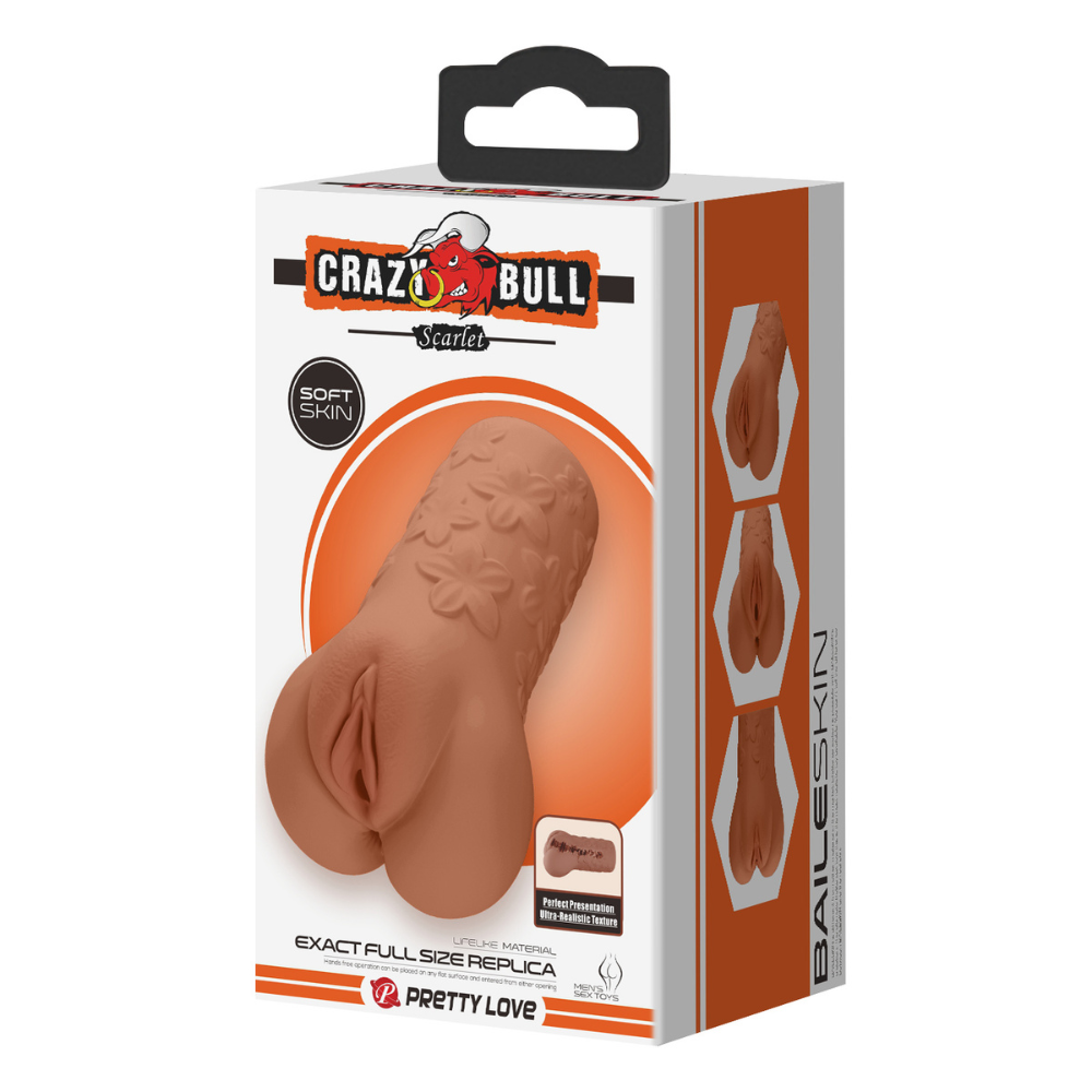Pretty Love Crazy Bull Scarlet Tan adult massage vibrator with textured surface and ergonomic design.