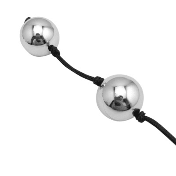 Silver 25mm Funny Steel Balls by Funny Steel, shiny metal spheres with a humorous design, on a plain background.
