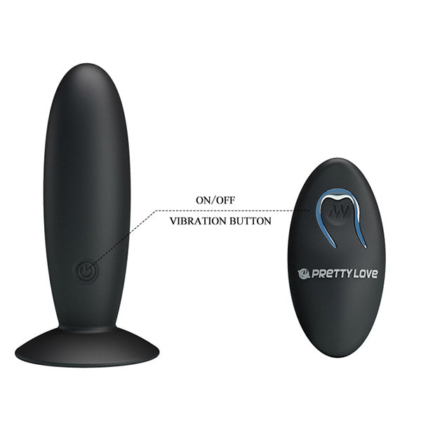 Pretty Love rechargeable wireless butt plug in sleek design, suitable for adult intimate pleasure, shown in black.