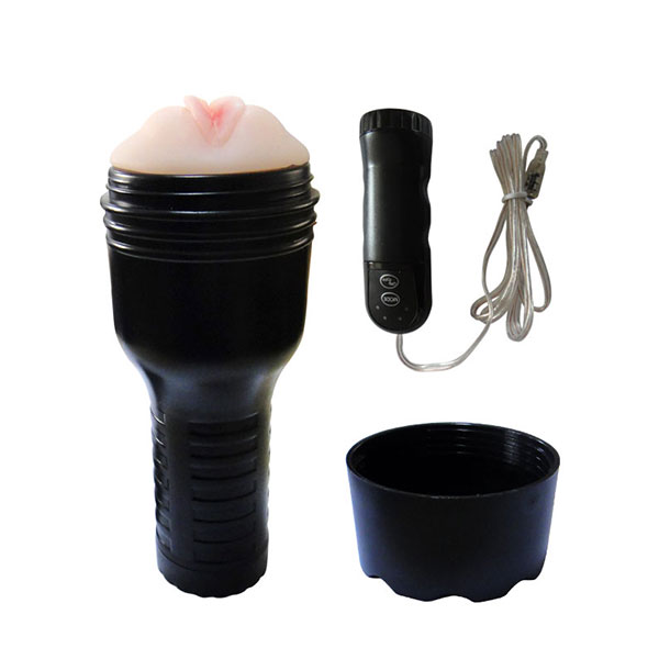 Pink Lady Masturbator by Luvland, realistic textured sex toy with soft pink exterior and detailed interior design.