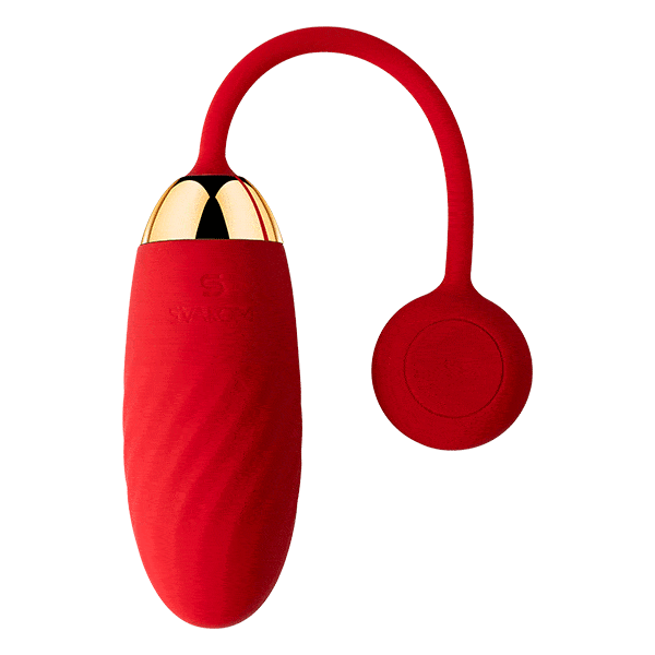 Svakom Ella vibrating bullet in soft pink, compact design with control buttons, shown in motion with gentle vibration.