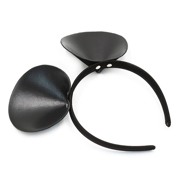 Black panda ears headband by Ideal Leather, featuring plush fabric with adorable panda ear details for costume or accessory wear.