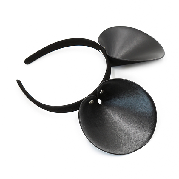 Black panda ears accessory by Ideal Leather, featuring soft fabric ears with black fur-like texture and adjustable headband.