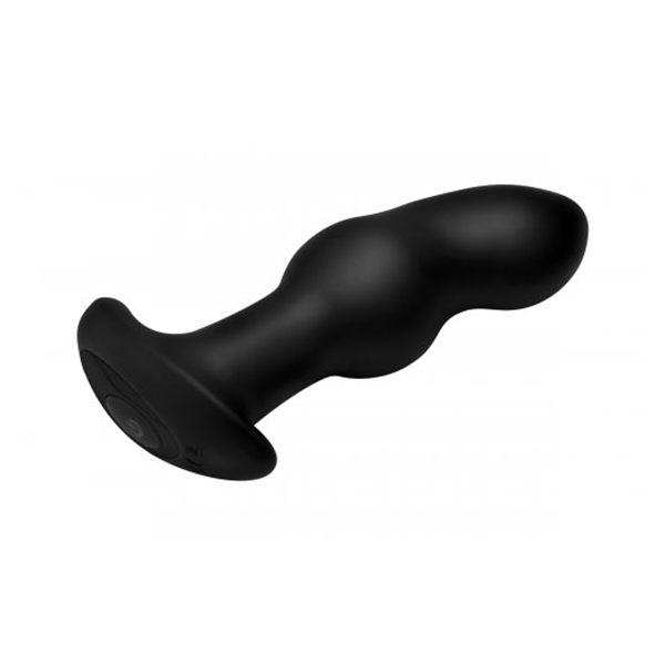 Luvland Rimmers Gyro-I curved rimming plug with remote control, pink silicone design for intimate pleasure.