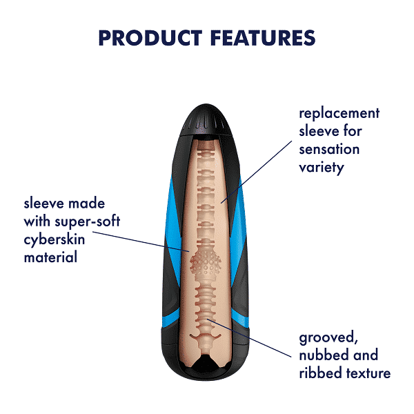 Satisfyer Tri Delights male masturbation sleeve with textured interior for enhanced pleasure and realistic stimulation.