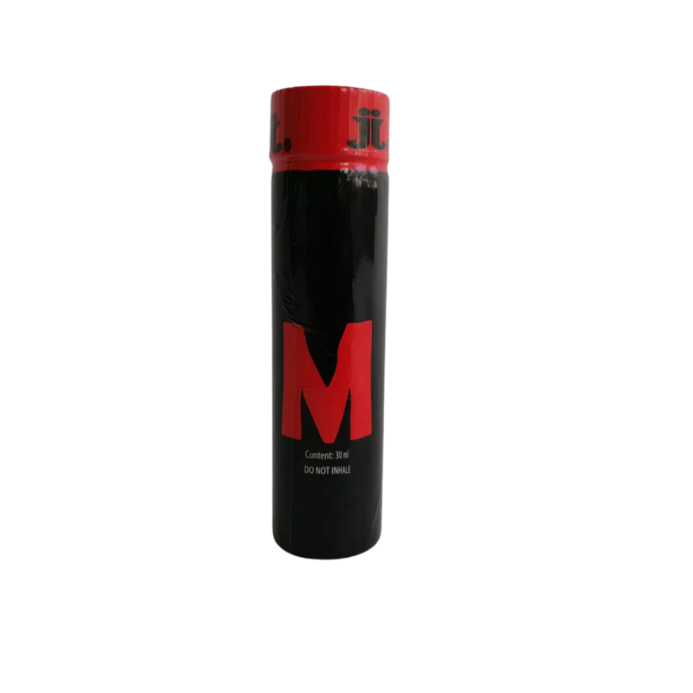 Luvland M TECH 30ML Poppers bottle with black cap and clear label, displayed against a plain background.