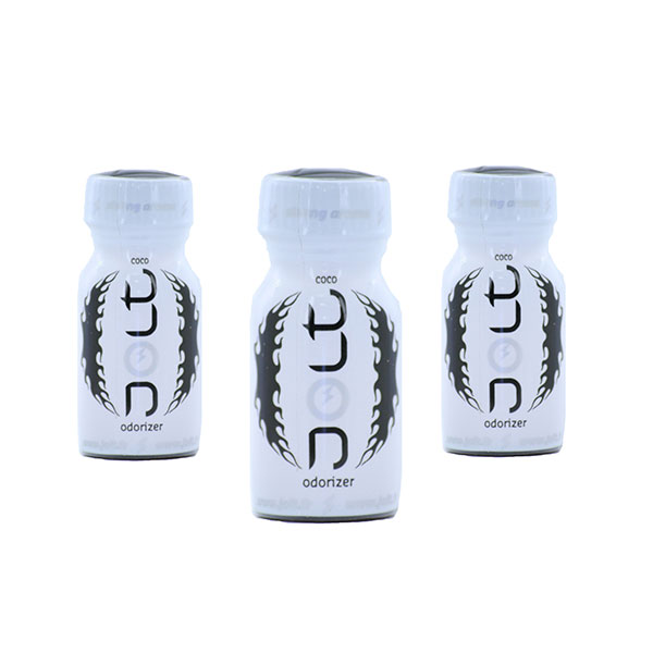 Three JOLT White coconut-flavored fondant candies by Luvland displayed in a neat arrangement.